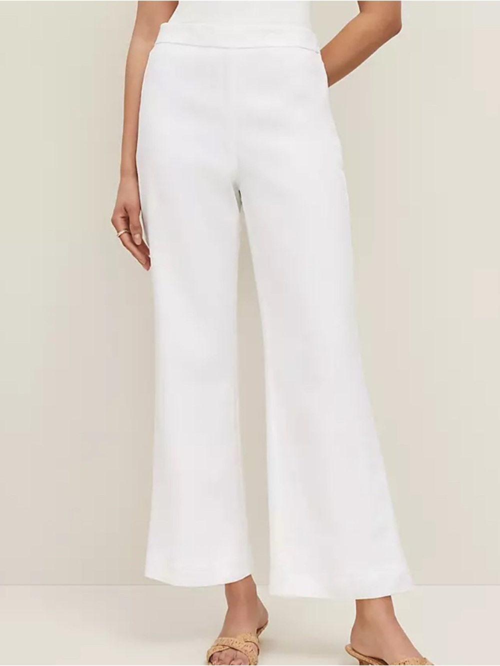 White Wide-Leg Pull-On Pants - Women